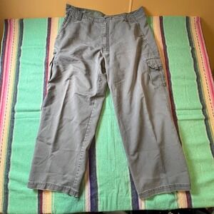 REI Cargo Pants Mens 38x30 Gray Herringbone Organic Cotton Hiking Utility Pant